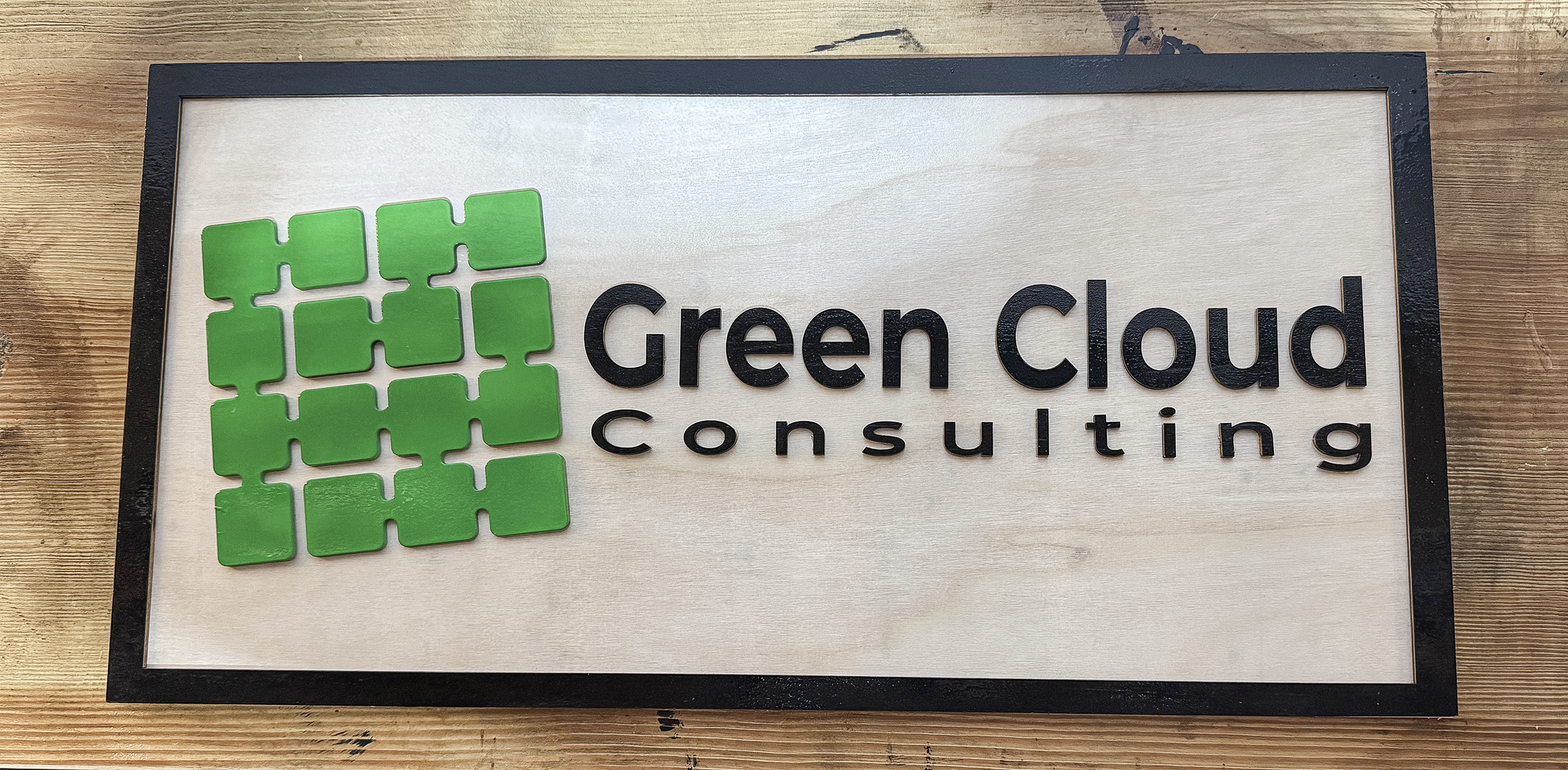 Green Cloud Consulting custom layered business sign