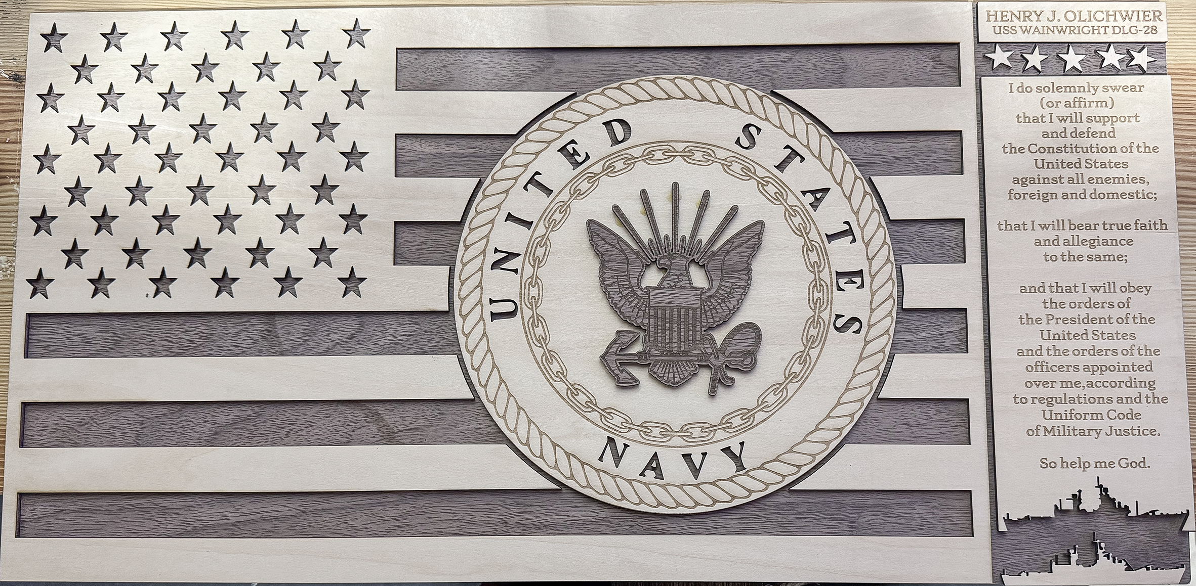 Custom United States Navy layered retirement recognition plaque