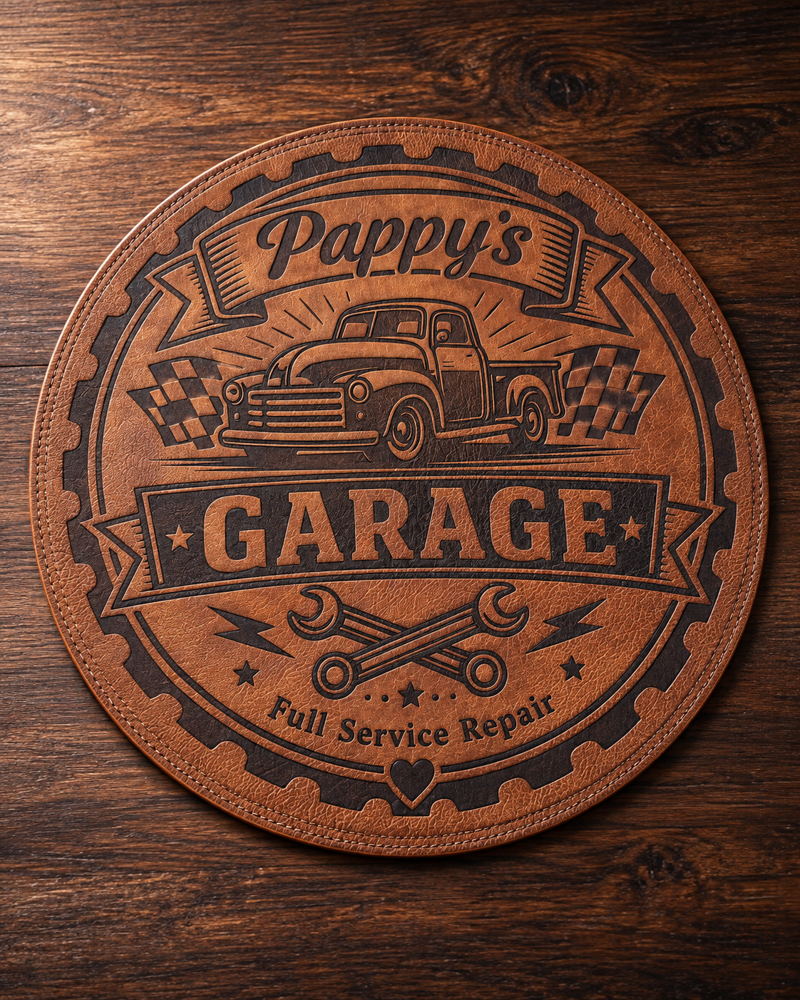 Custom Engraved Leather Table Mat